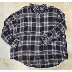 3XL Flannel Mens Shirt IZOD Black Gray Red XXXL